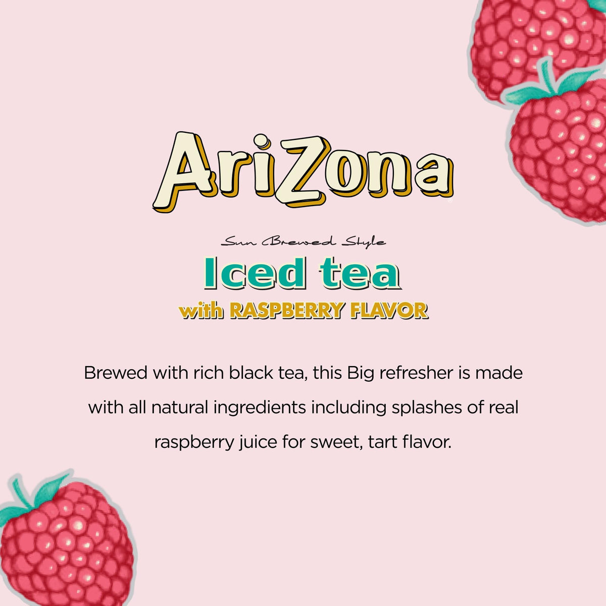 Arizona Raspberry Tea iced glass ready to enjoy cold and refreshing
