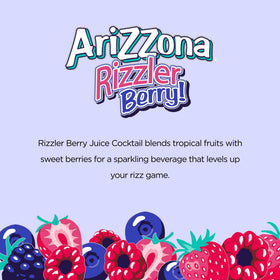 Chilled AriZona Rizzler Berry poured into a glass for a sparkling fruity pick-me-up