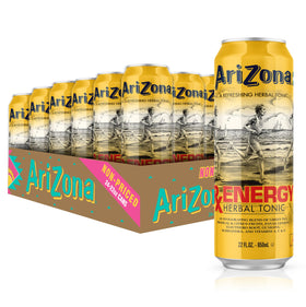 Arizona Rx Energy big can on display offers a refreshing herbal energy boost for workouts