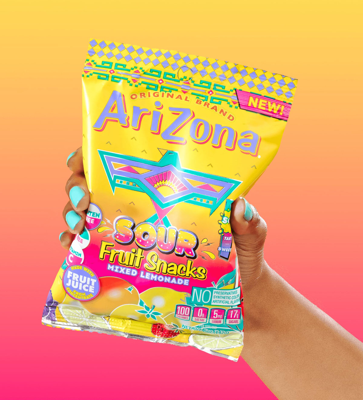 Arizona Sour Lemonade gummies shown in a lunchbox for busy days.