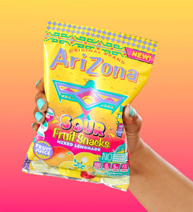 Arizona Sour Lemonade gummies shown in a lunchbox for busy days.