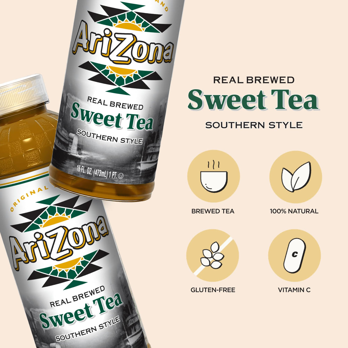 Poured AriZona Sweet Tea into a glass for a refreshing break.