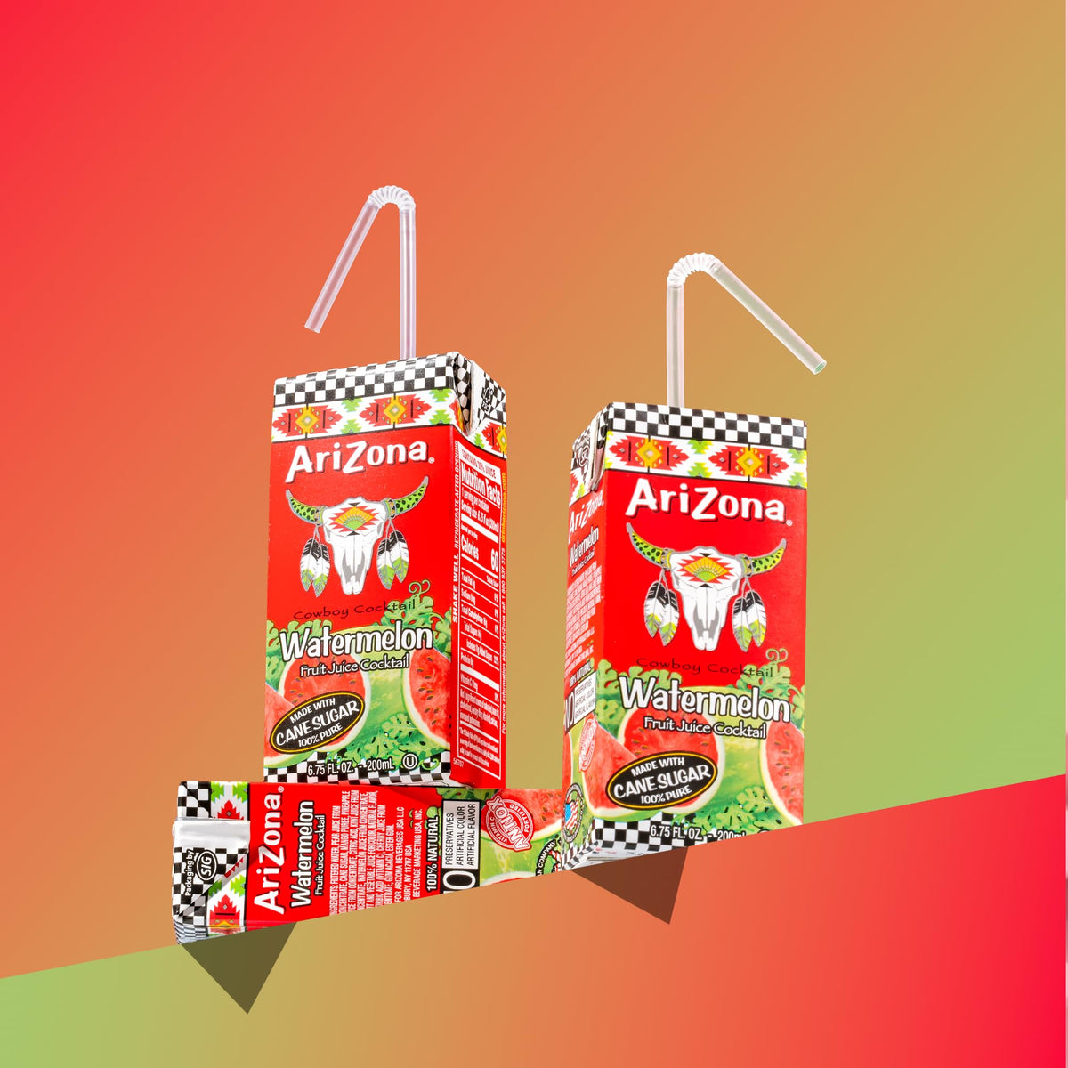 On-the-go serving with AriZona Watermelon Drink tetra box for quick refreshment.