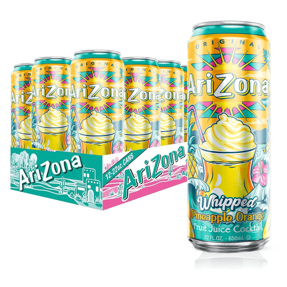 AriZona Whipped Pineapple Orange bottle being poured for a creamy tropical sip