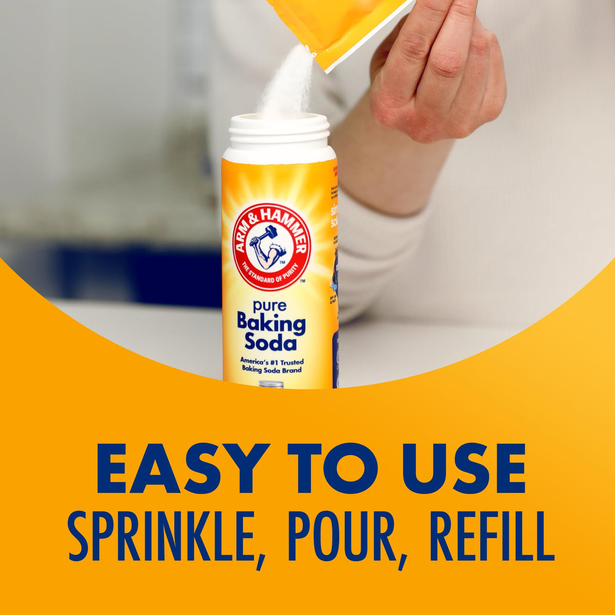 Arm & Hammer 6-pack baking soda container helps keep homes fresh.