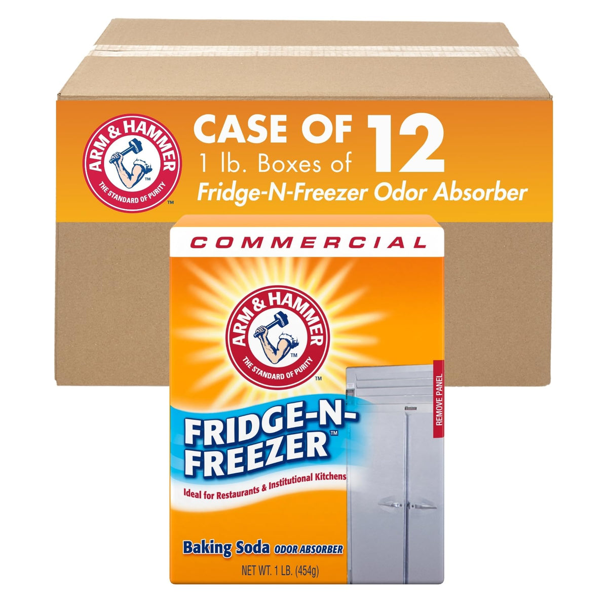 Arm & Hammer Fridge-N-Freezer Professional box front view for spill-free storage.