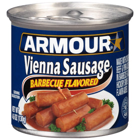 Armour Star barbecue Vienna sausage cans in a 24-pack ready for pantry storage.