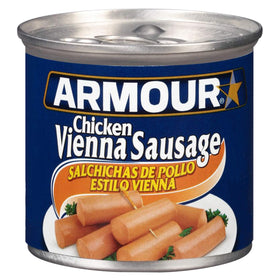 Armour Star Chicken Vienna Sausage can front, ready to eat as a quick snack.