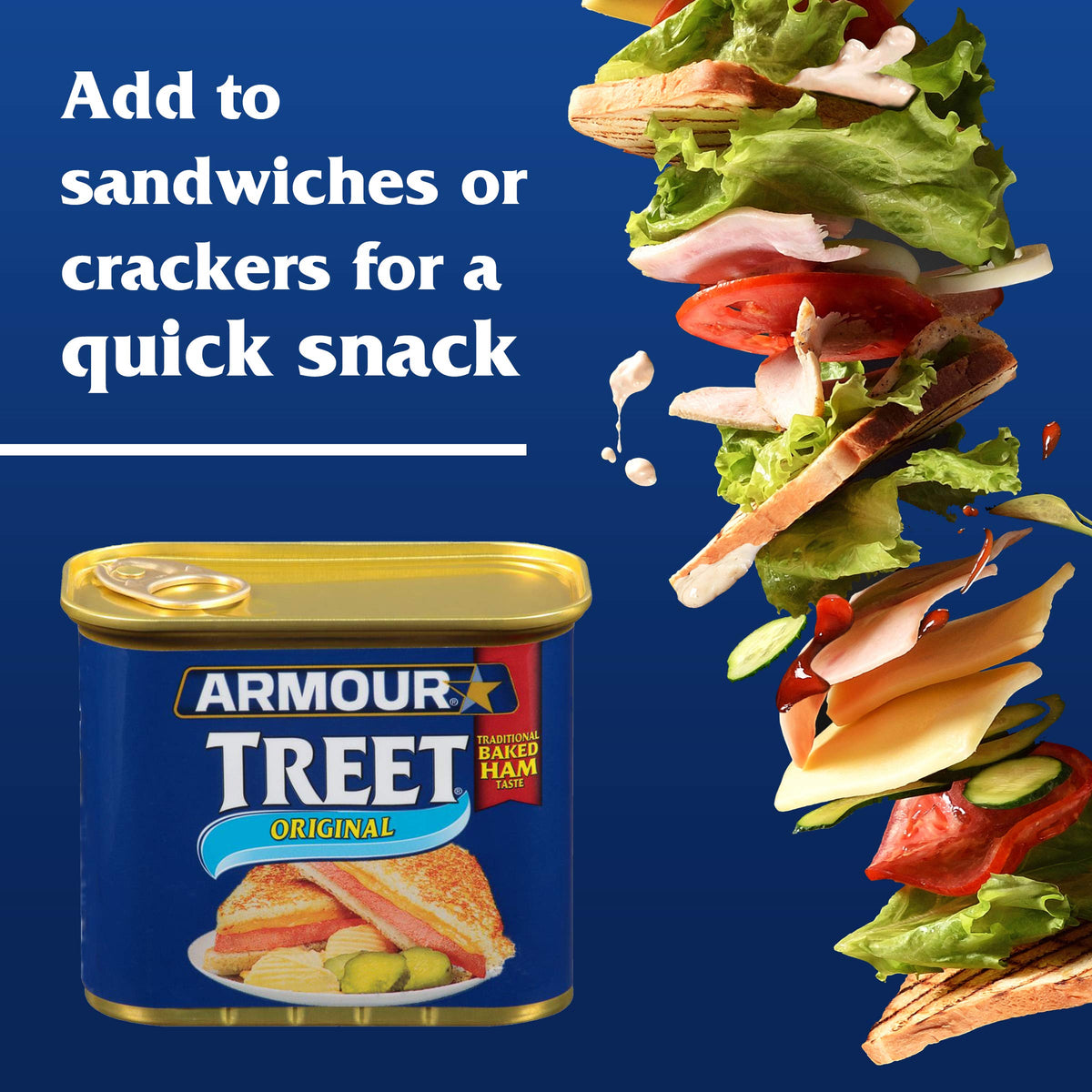 Armour Star Treet Luncheon Loaf sliced on bread for fast, satisfying sandwiches.