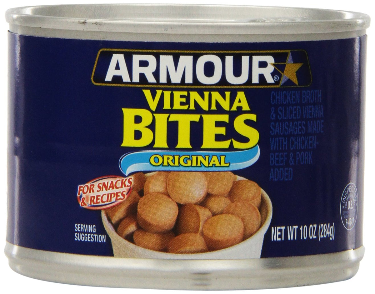 Armour Star Vienna Bites in can, convenient ready-to-eat protein snack