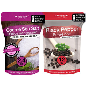 Aromasong coarse sea salt close-up for gourmet seasoning.
