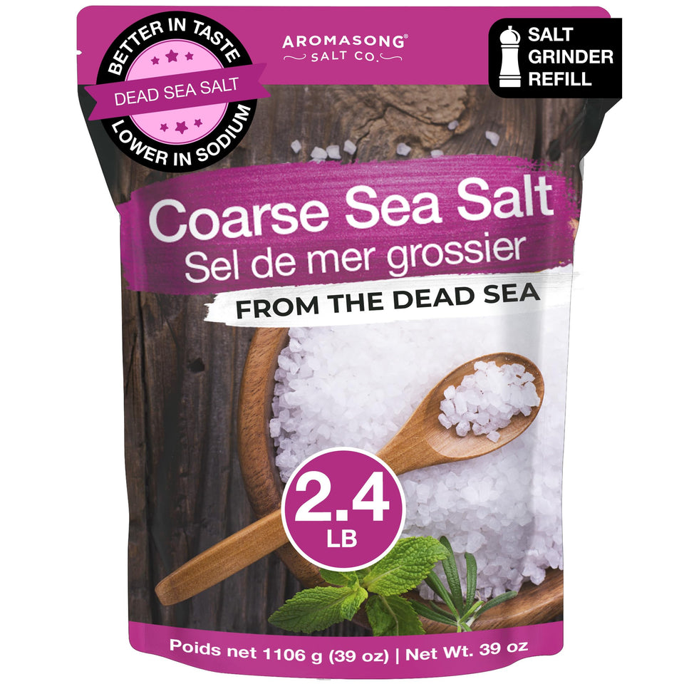 Aromasong coarse sea salt grinder refill crystals for easy daily seasoning