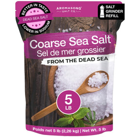 Aromasong Dead Sea coarse salt refill crystals for grinders, ideal for precise seasoning.