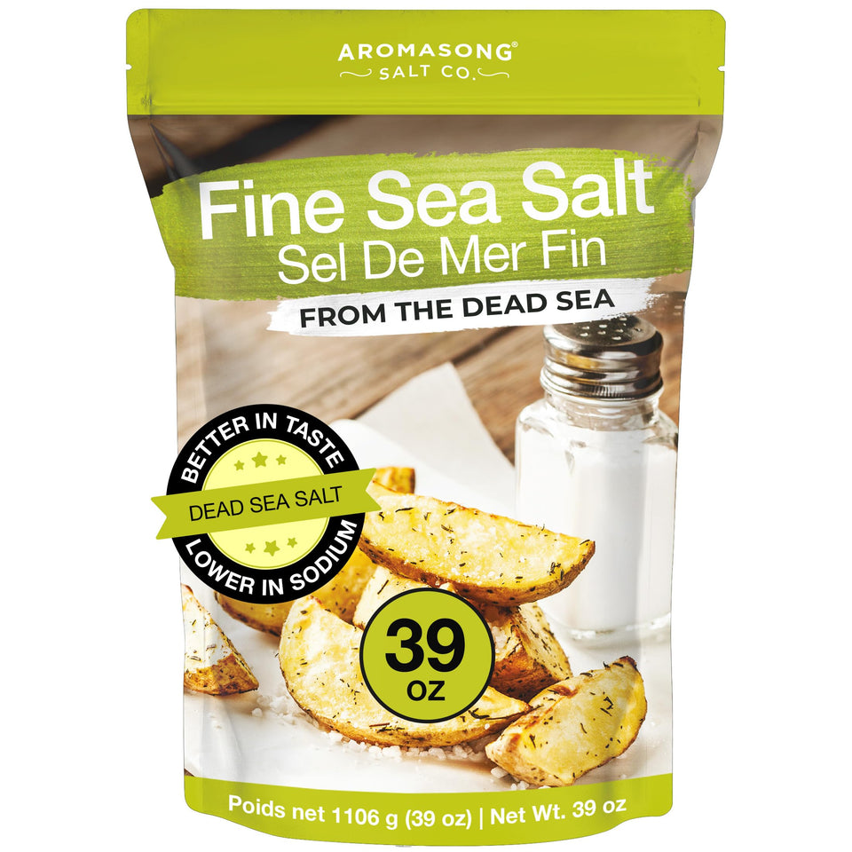Aromasong Dead Sea Salt bulk bag ready for kitchen use, easy storage and bulk supply.
