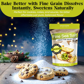 Aromasong Dead Sea Salt fine grain for precise seasoning and baking.