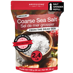 Aromasong sea salt coarse grain for grinder refills and everyday seasoning.