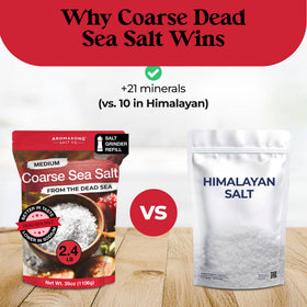 Aromasong sea salt coarse grain mineral crystals emphasize natural purity.