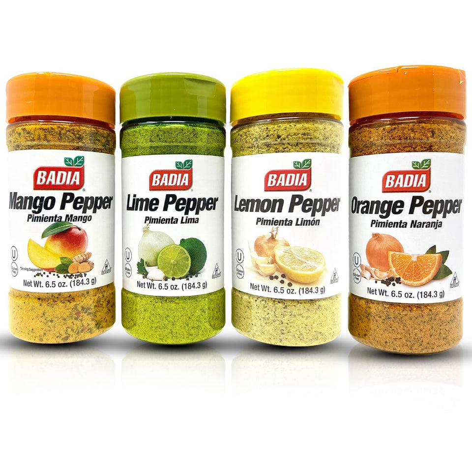 Aromatik Badia Lemon Pepper bottle with bright citrus zing for sauces.