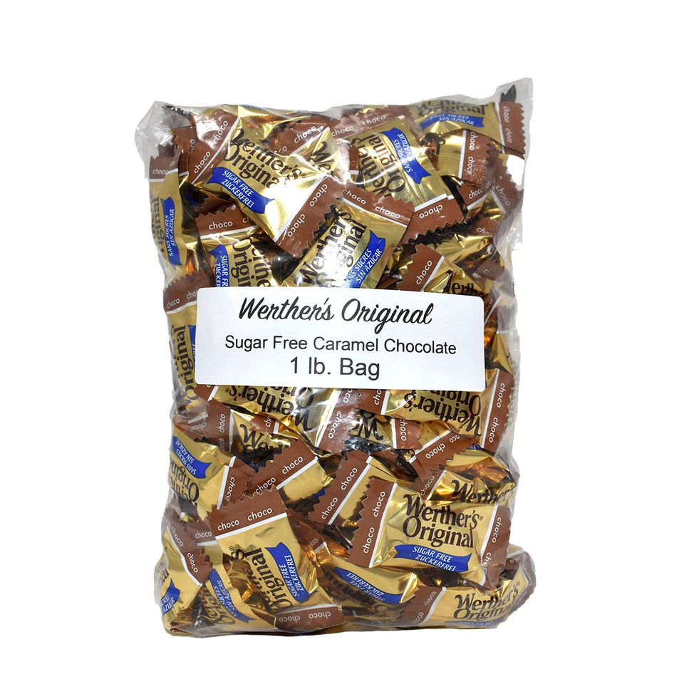 Aromatik Werther's Original hard candy 1 lb bag with assorted flavors for on-the-go snacking.