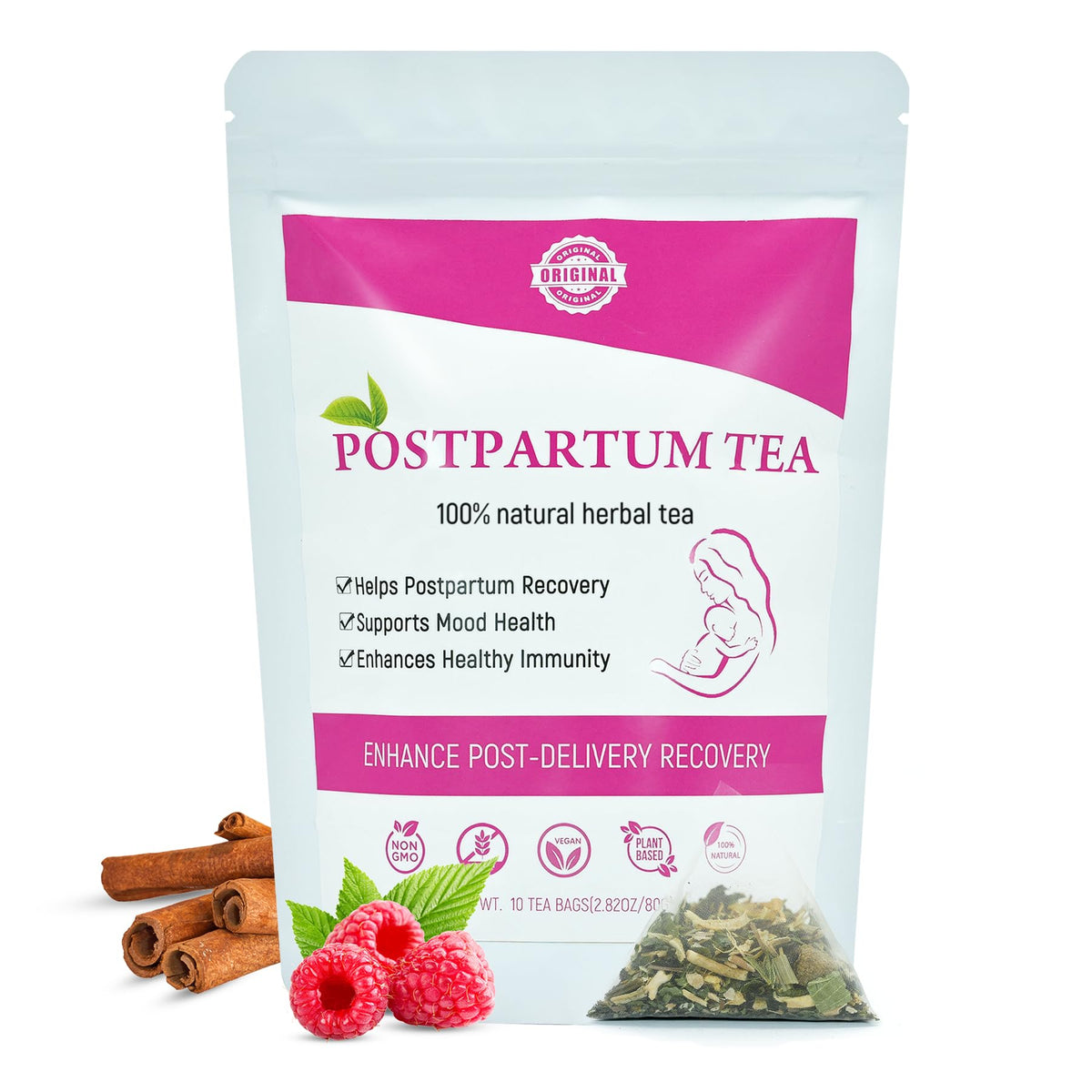 Aromlife Postpartum Tea with raspberry fruit for gentle postpartum balance