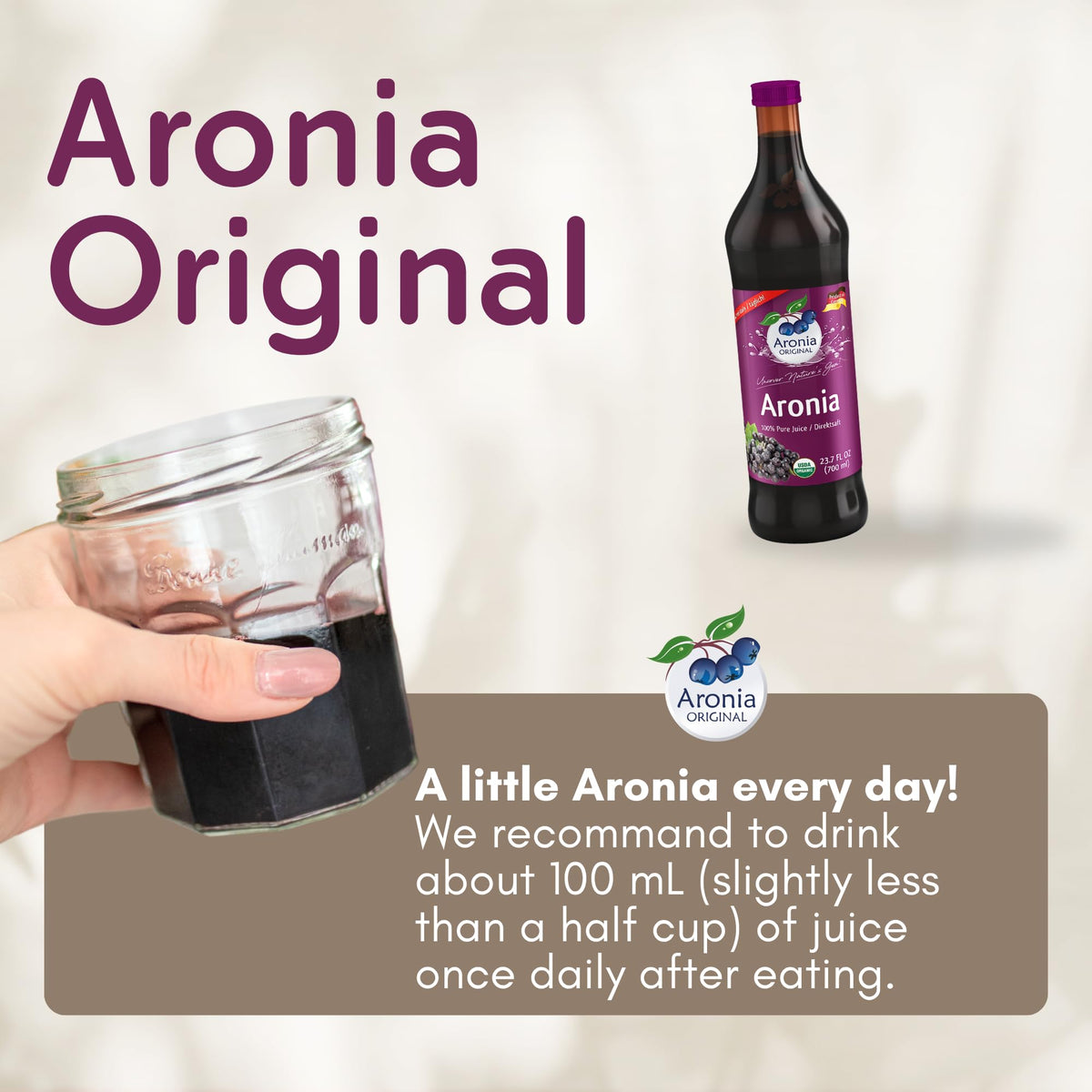 Aronia Original pressed aronia berries closeup highlights single-ingredient goodness.