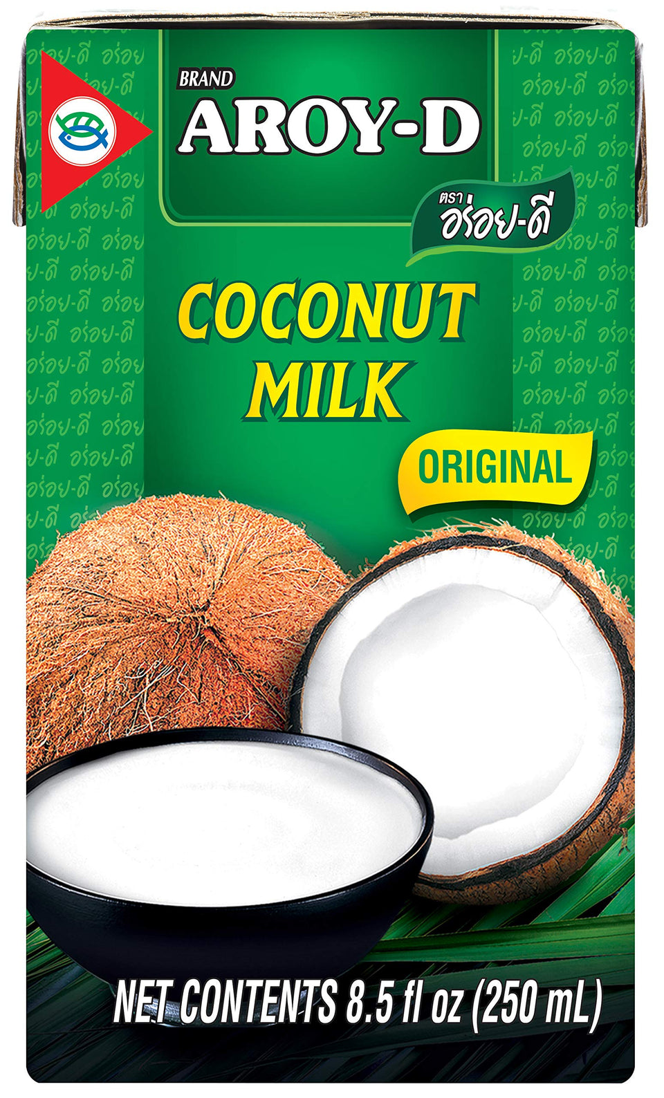 Aroy-D coconut milk 8.5oz can, pack of 6, creamy base for curries.