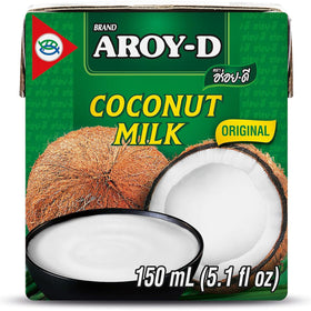 Aroy-D coconut milk mini bottle pour for quick, creamy additions.