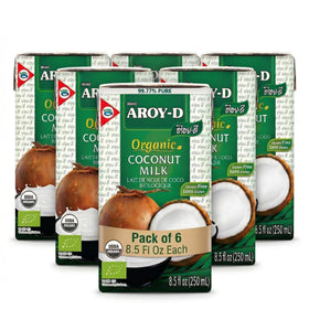 Aroy-D Organic Coconut Milk 8.5oz pack pour delivers creamy texture for curries and smoothies.