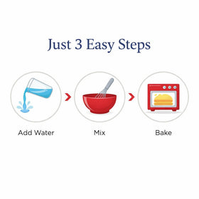 ARPANDEPOT cake mix box back with clear directions for simple baking