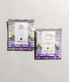 Art of Tea Earl Grey Cream Tea pyramid bags ready for a refined cup experience.