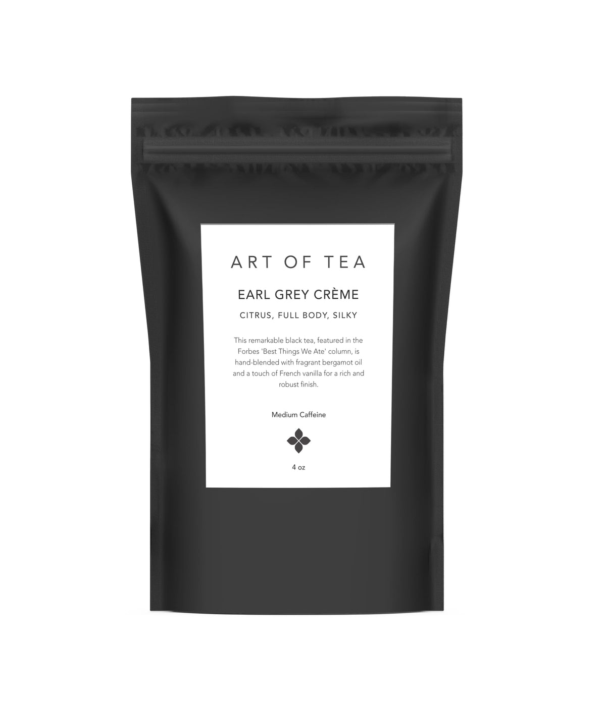 Art of Tea Earl Grey Creme refill bag ready for a fresh brew.