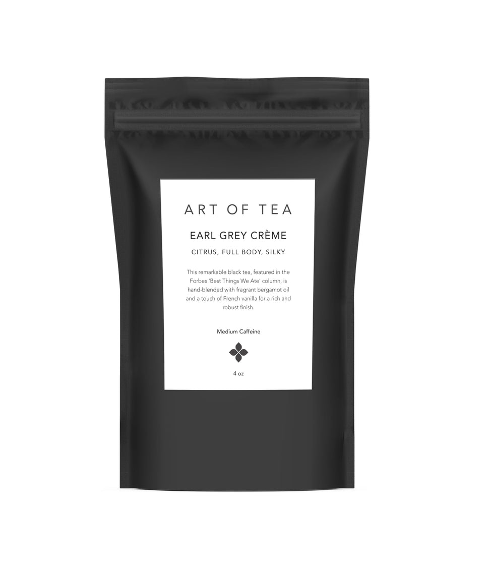 Art of Tea Earl Grey Creme refill bag ready for a fresh brew.