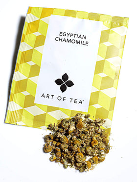 Art of Tea individually wrapped chamomile sachet emphasizing freshness and convenience.