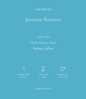 Art of Tea Jasmine Reserve steeping cup scene capturing fragrant aroma during brew.
