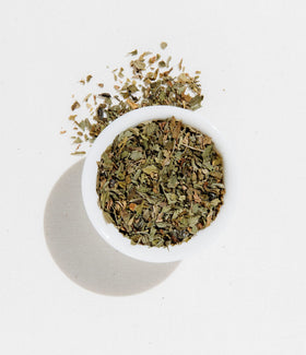 Art of Tea mint green tea in cup – hot or iced, ready to enjoy