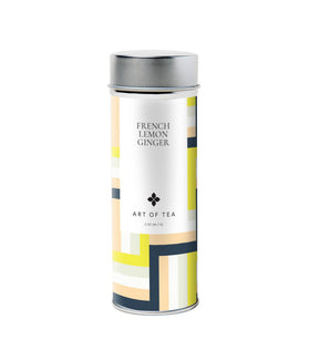 Art of Tea Organic French Lemon Ginger tea tin with bright citrus aroma for relaxation