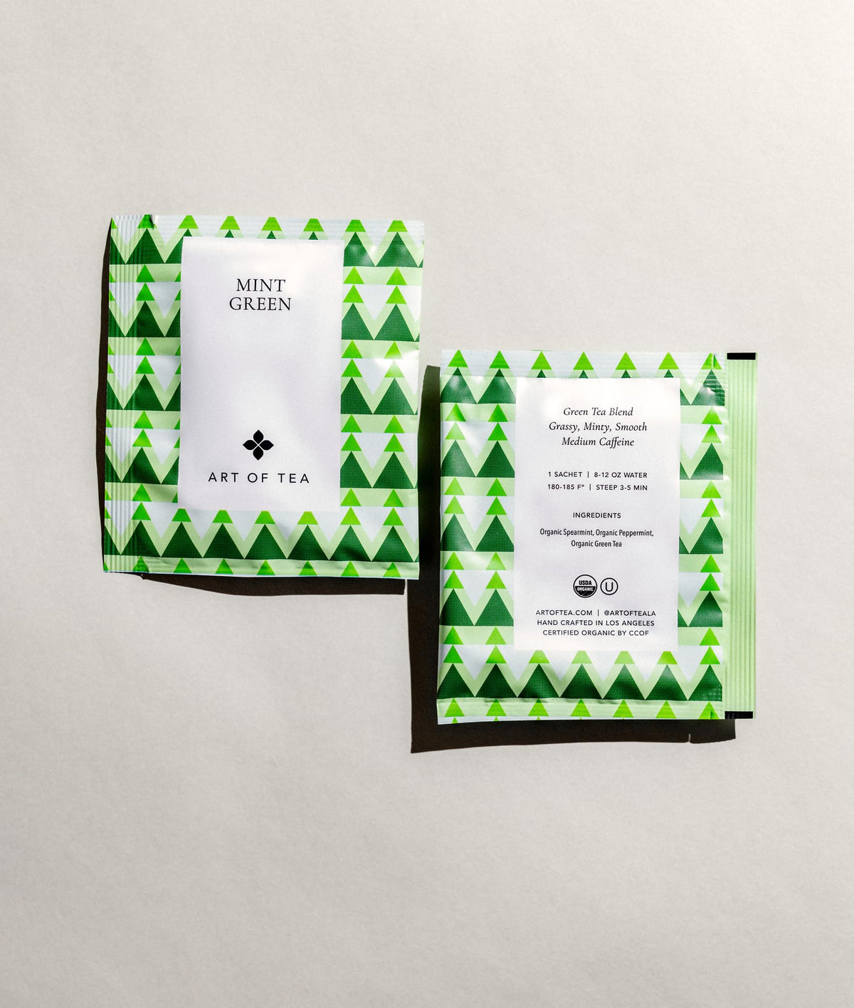 Art of Tea pyramid tea bag closeup – premium brew in a convenient sachet