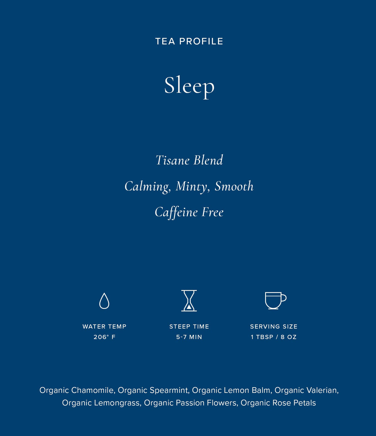 Art of Tea Sleep Tea packaging label emphasizing organic ingredients.