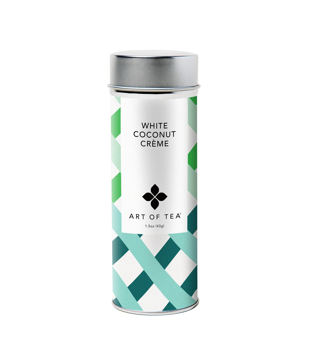 Art of Tea White Coconut Creme tea tin ready for a tropical-inspired brew.