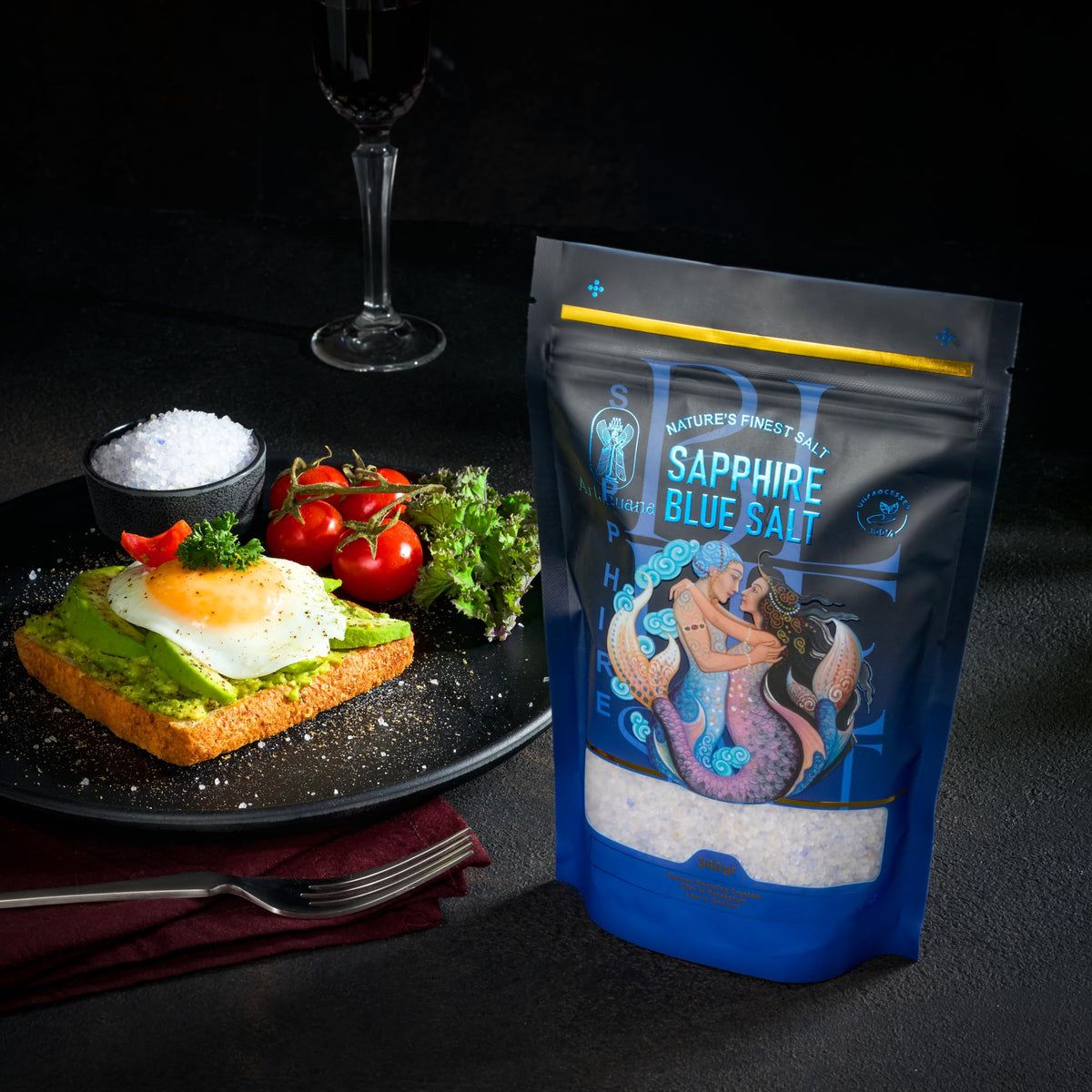 Artaguana Sapphire Blue Salt contains 84 minerals for a rich flavor.