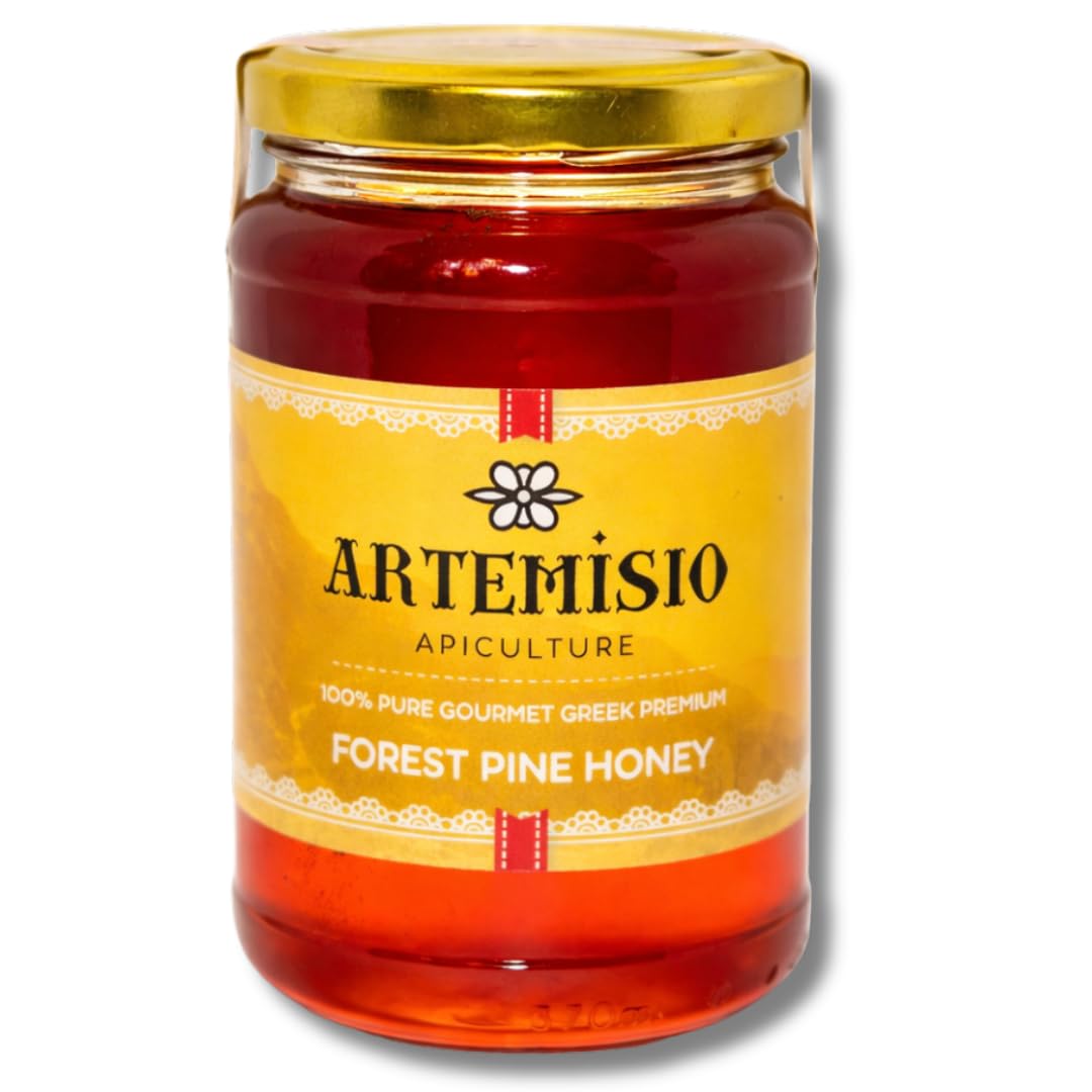 Artemisio pine honey jar front - pure Greek honey for everyday sweetness