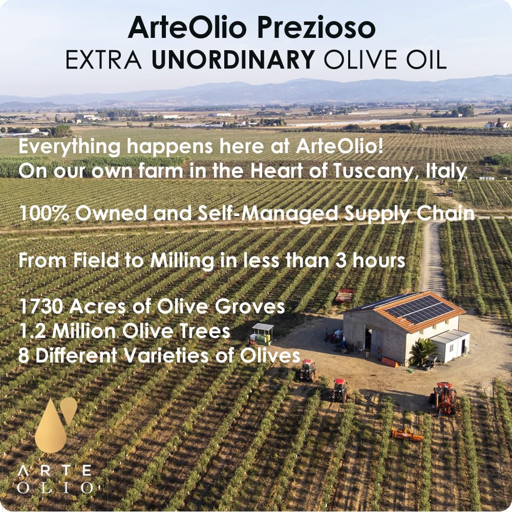 ArteOlio Prezioso olive harvest scene showing estate-grown quality for fresh cooking