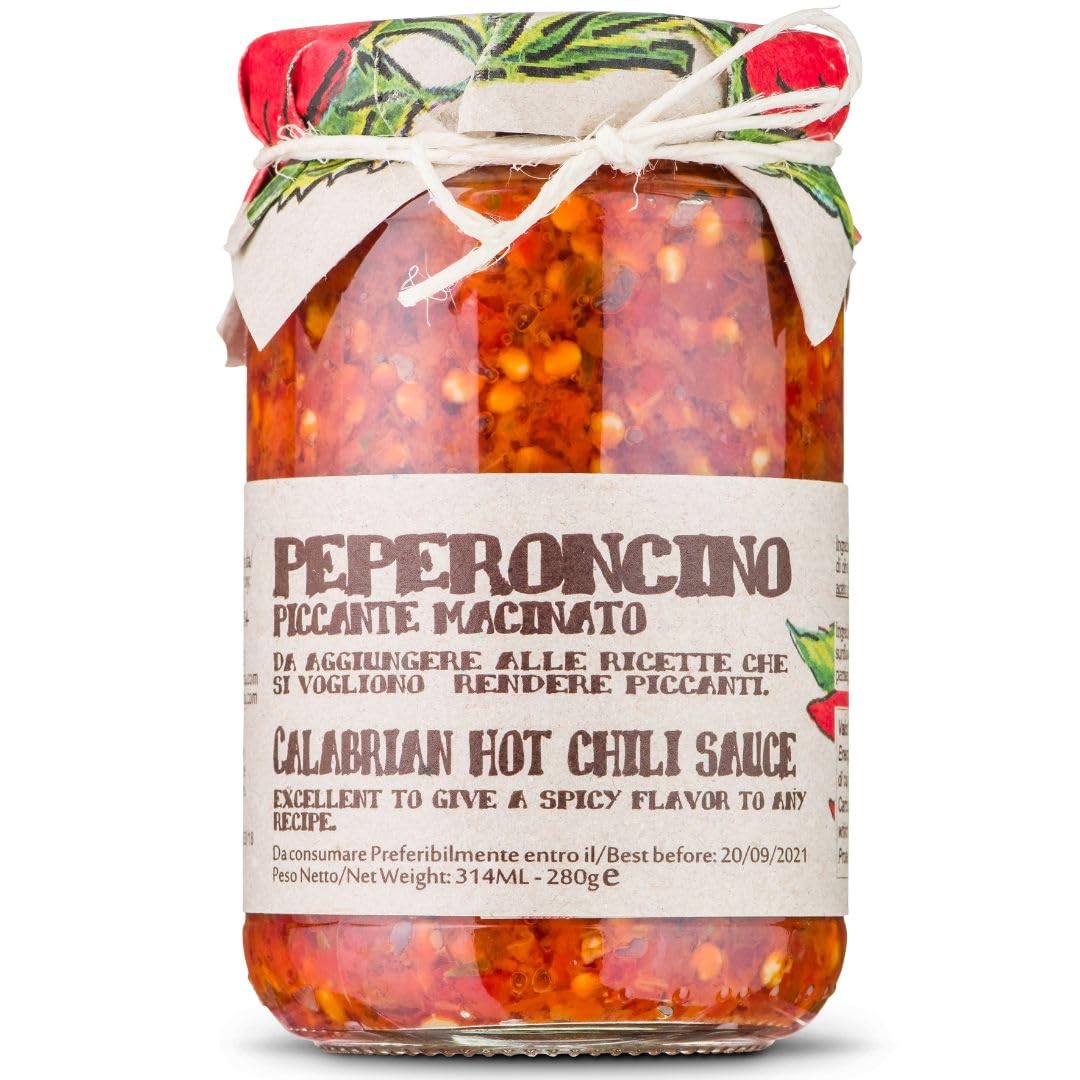 Artigiani Dei Sapori crushed Calabrian chili peppers in oil jar for flavorful pizzas