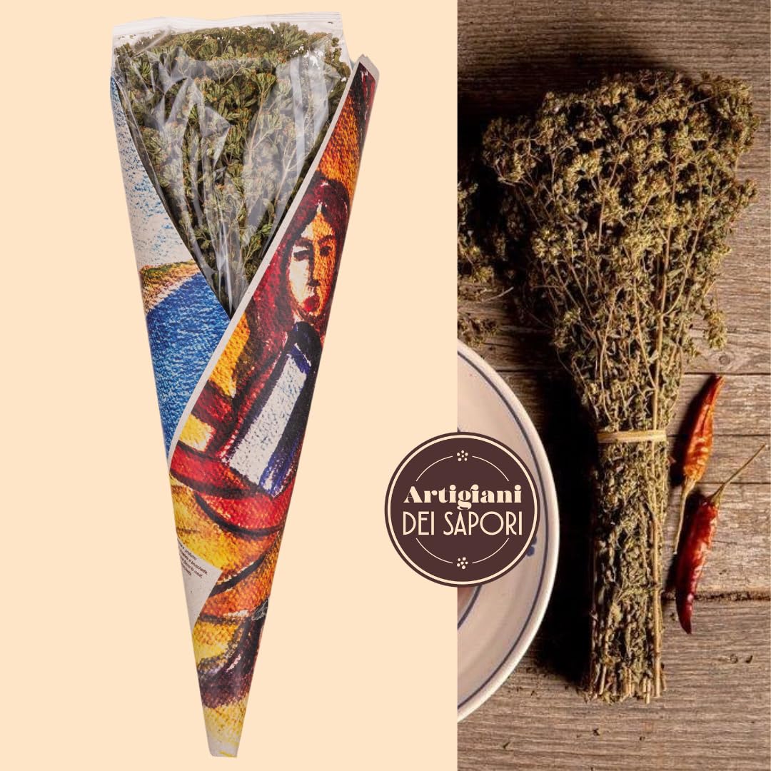 ARTIGIANI DEI SAPORI dried oregano stems in pantry jar for easy access.