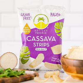 Artisan Tropic cassava strips sea salt bag front showing sea salt flavor