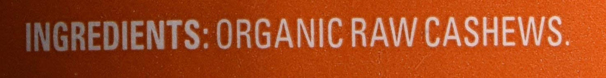 Cashews raw ingredient backdrop reinforces single-ingredient claim
