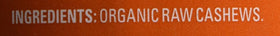 Cashews raw ingredient backdrop reinforces single-ingredient claim