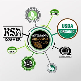 Close-up of Artisana organic cashews used in the butter, single-ingredient focus.