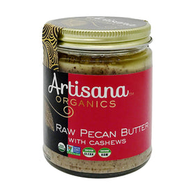 Artisana Organic Raw Pecan Butter jar close-up with creamy texture