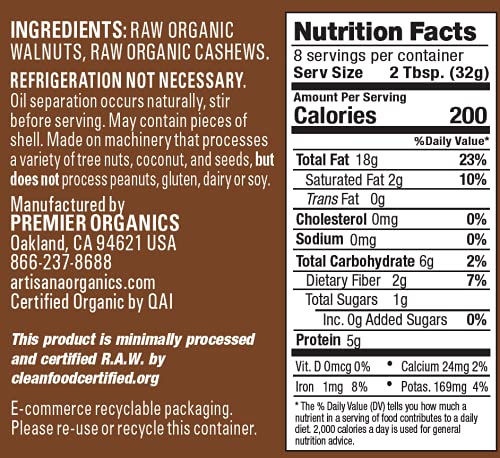 Artisana nut closeup reveals walnuts and cashews in their natural raw state